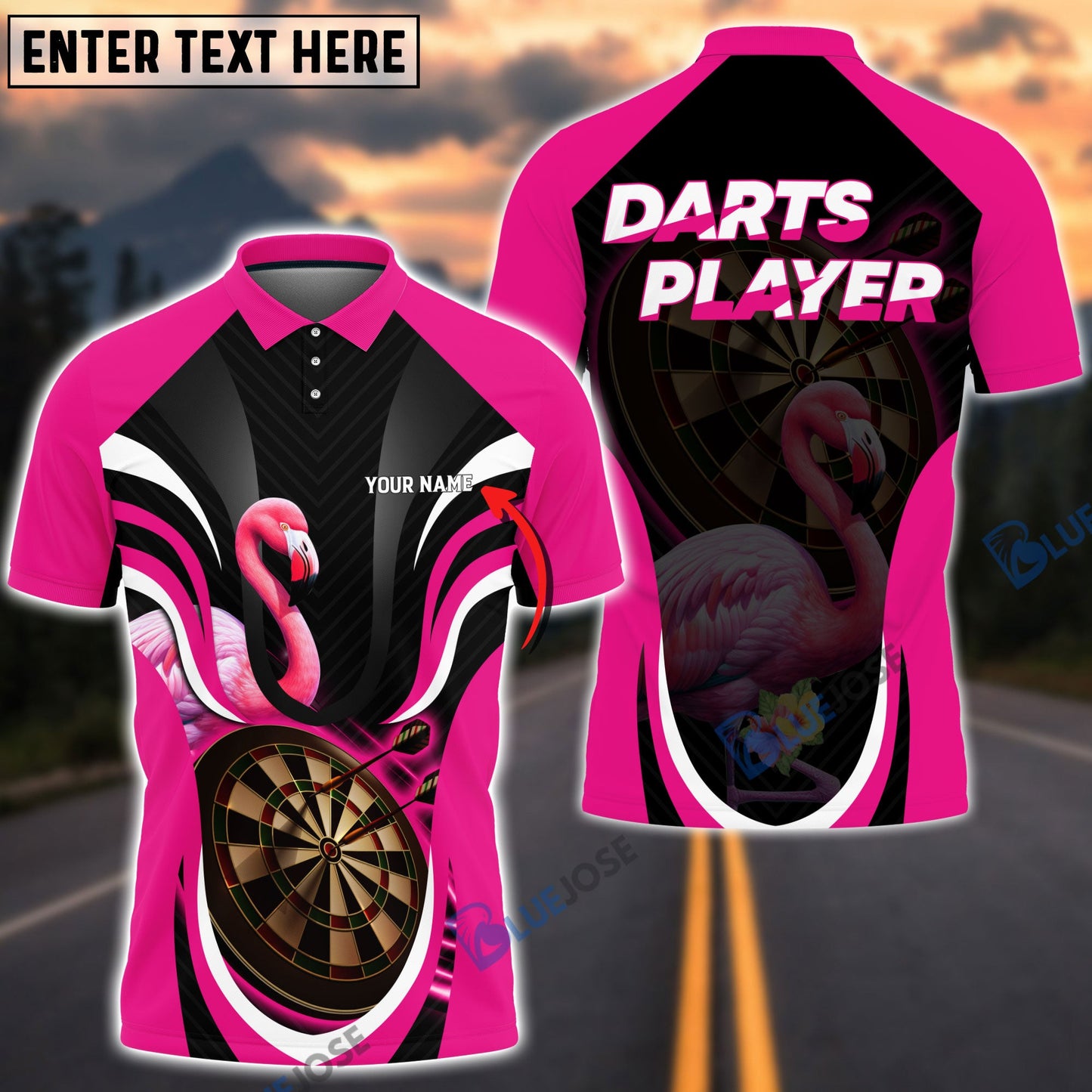 Frenzidea Flamingo Darts Personalized Name, Team Name 3D Shirt