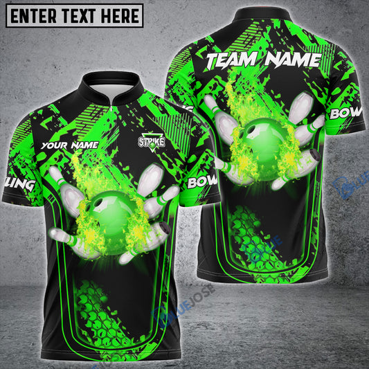 Frenzideas Bowling And Pins Abstract Grunge Break Multicolor Personalized Name, Team Name 3D Shirt