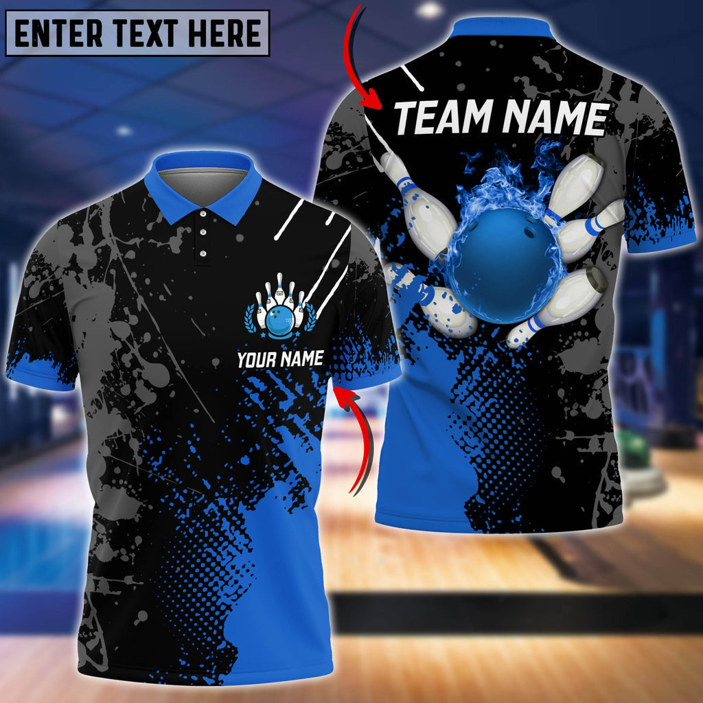 Frenzideas Personalized Name Paint Fire Bowling And Pins Multicolor 3D Shirt