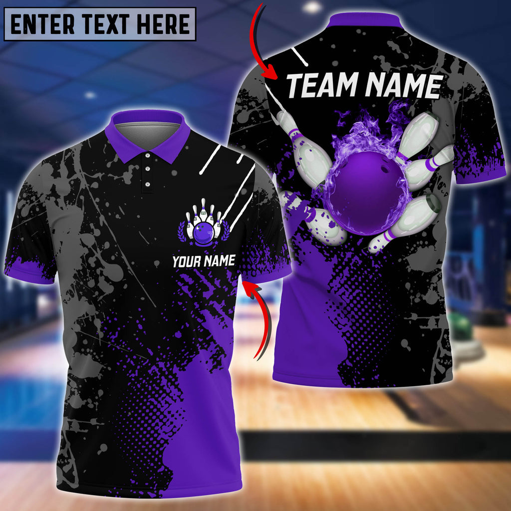 Frenzideas Personalized Name Paint Fire Bowling And Pins Multicolor 3D Shirt
