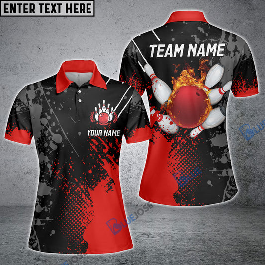 Frenzideas Personalized Name Paint Fire Bowling And Pins Multicolor 3D Women Shirt