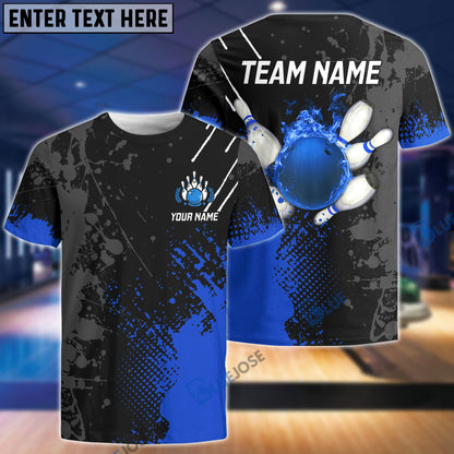 Frenzideas Personalized Name Paint Fire Bowling And Pins Multicolor 3D Shirt