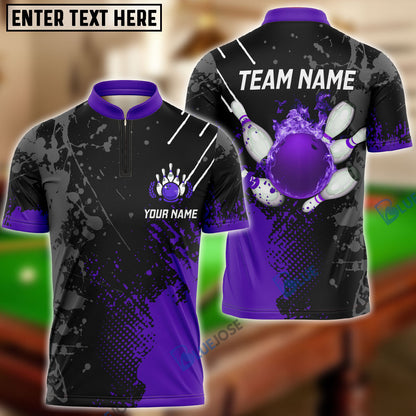 Frenzideas Personalized Name Paint Fire Bowling And Pins Multicolor 3D Shirt