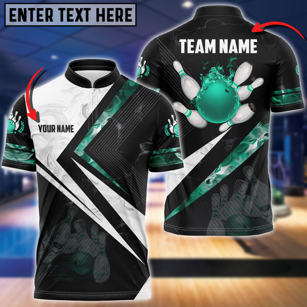 Frenzidea Smoky Flame Bowling And Pins Customized Name, Team Name 3D Shirt (4 Colors)