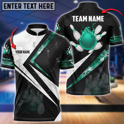 Frenzidea Smoky Flame Bowling And Pins Customized Name, Team Name 3D Shirt (4 Colors)