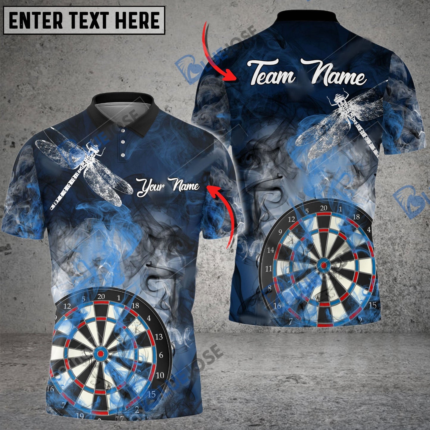 Frenzidea Darts Smoke Dragonfly Personalized Name, Team Name 3D Shirt (4 Colors)
