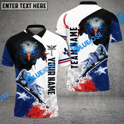 Frenzidea Billiards Player Cross Eagle ( Texas And USA Flag Option ) Personalized Name, Team Name Unisex Shirt