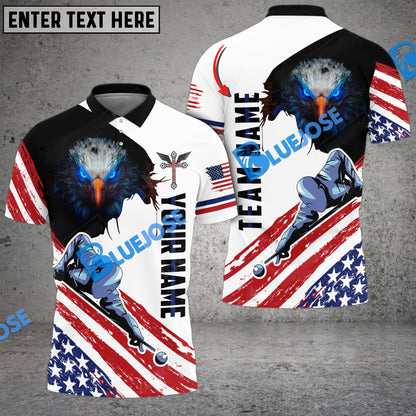 Frenzidea Billiards Player Cross Eagle ( Texas And USA Flag Option ) Personalized Name, Team Name Unisex Shirt