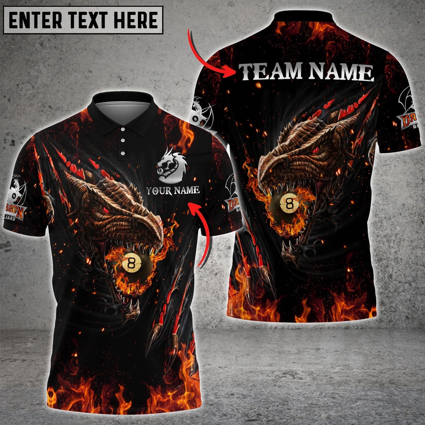 Frenzidea Fire Dragon 3 Billiards Personalized Unisex Shirt