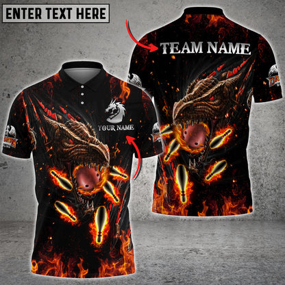 Frenzideas Personalized Name Dragon Bowling And Pins Multicolor 3D Shirt