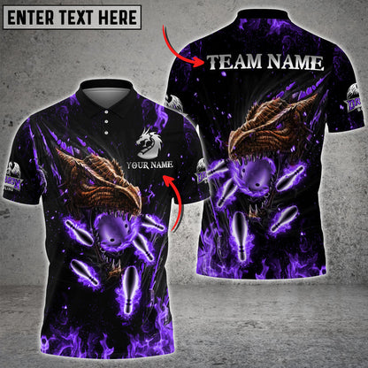 Frenzideas Personalized Name Dragon Bowling And Pins Multicolor 3D Shirt