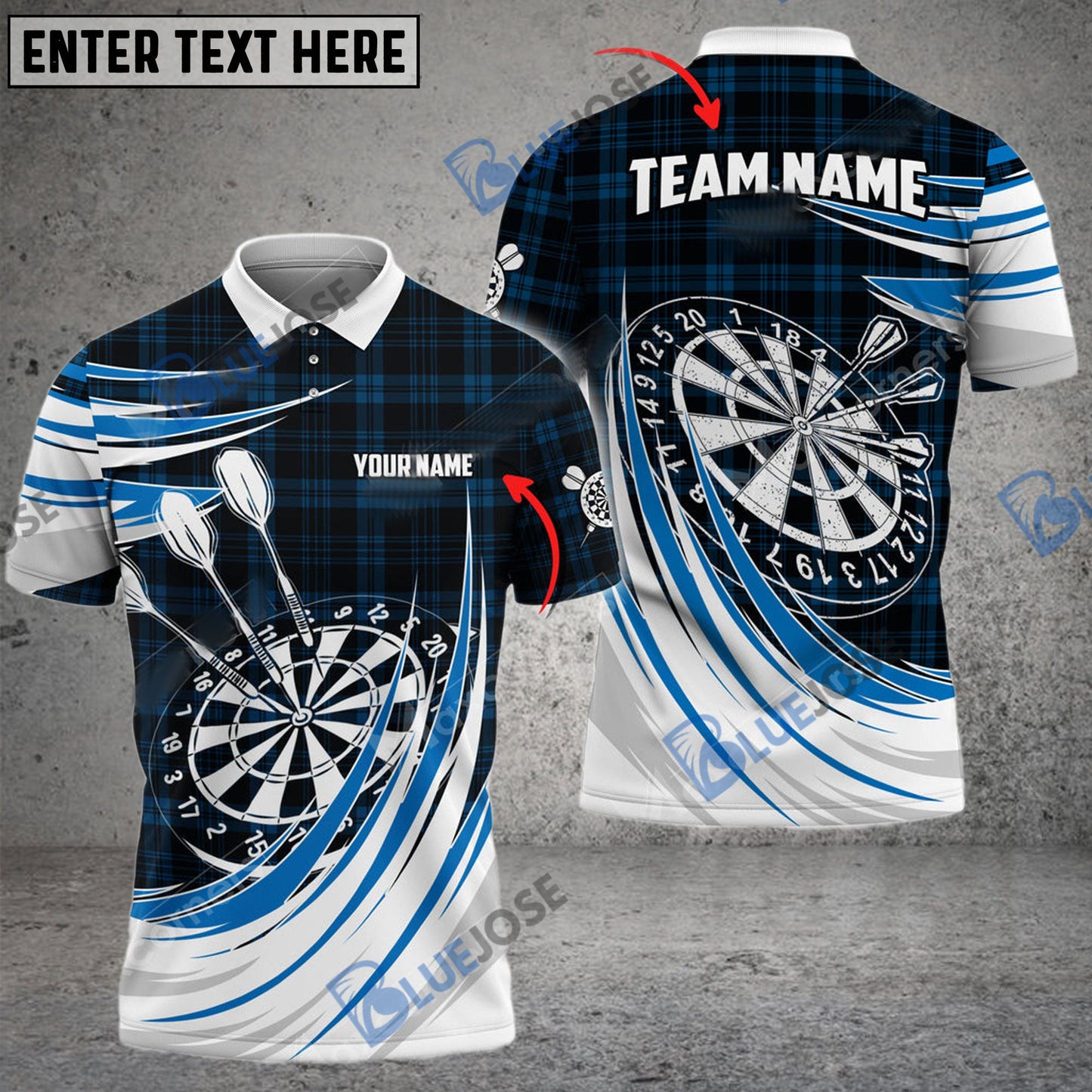 Frenzidea Darts Plaid Color Personalized Name, Team Name 3D Shirt (4 Colors)