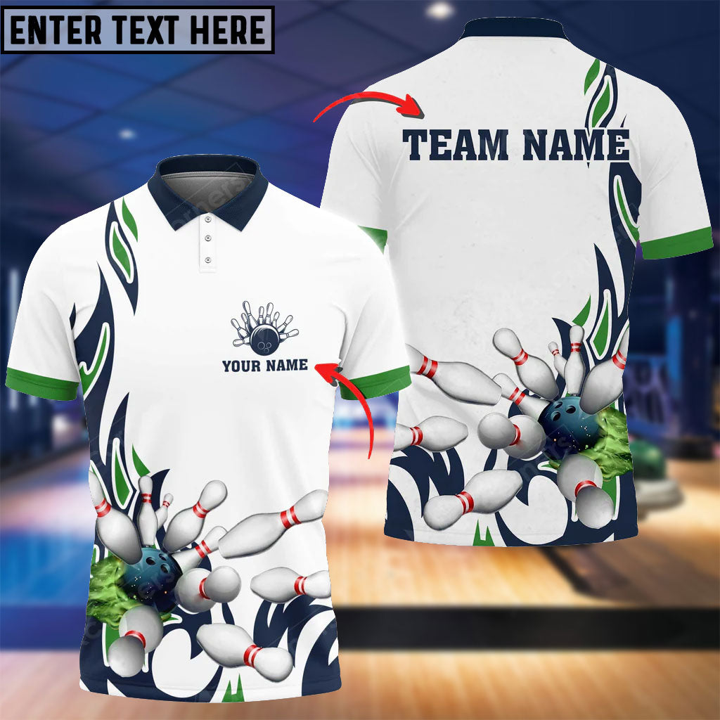 Frenzidea Fire Bowling And Pins Flame Pattern Multicolor Option Customized Name 3D Shirt (4 Colors)
