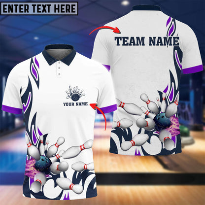 Frenzidea Fire Bowling And Pins Flame Pattern Multicolor Option Customized Name 3D Shirt (4 Colors)