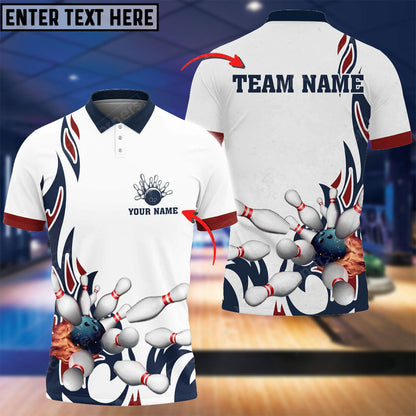 Frenzidea Fire Bowling And Pins Flame Pattern Multicolor Option Customized Name 3D Shirt (4 Colors)