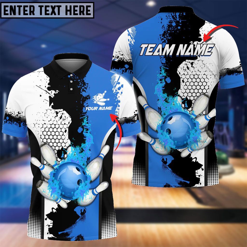 Frenzidea Fire Bowling And Pins Milky Way Pattern Multicolor Option Customized Name 3D Shirt (4 Colors)