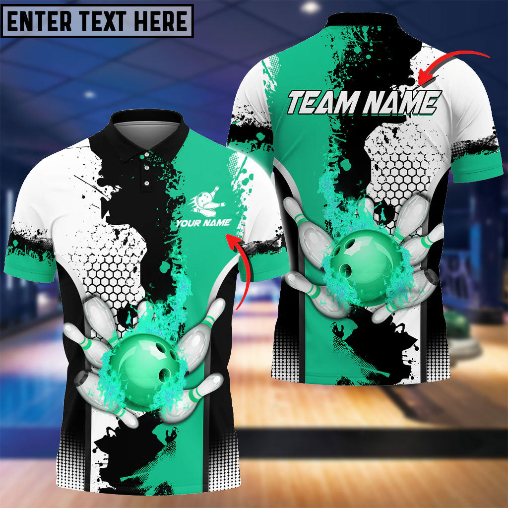 Frenzidea Fire Bowling And Pins Milky Way Pattern Multicolor Option Customized Name 3D Shirt (4 Colors)