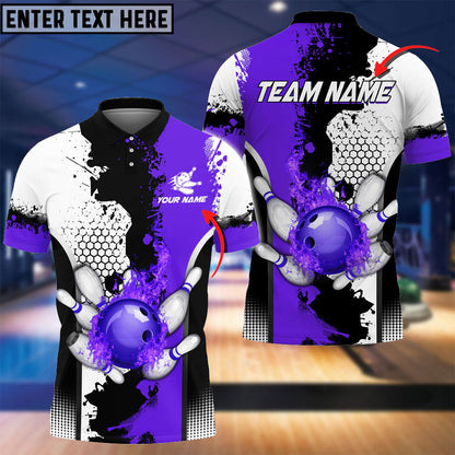 Frenzidea Fire Bowling And Pins Milky Way Pattern Multicolor Option Customized Name 3D Shirt (4 Colors)