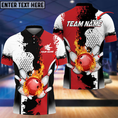 Frenzidea Fire Bowling And Pins Milky Way Pattern Multicolor Option Customized Name 3D Shirt (4 Colors)