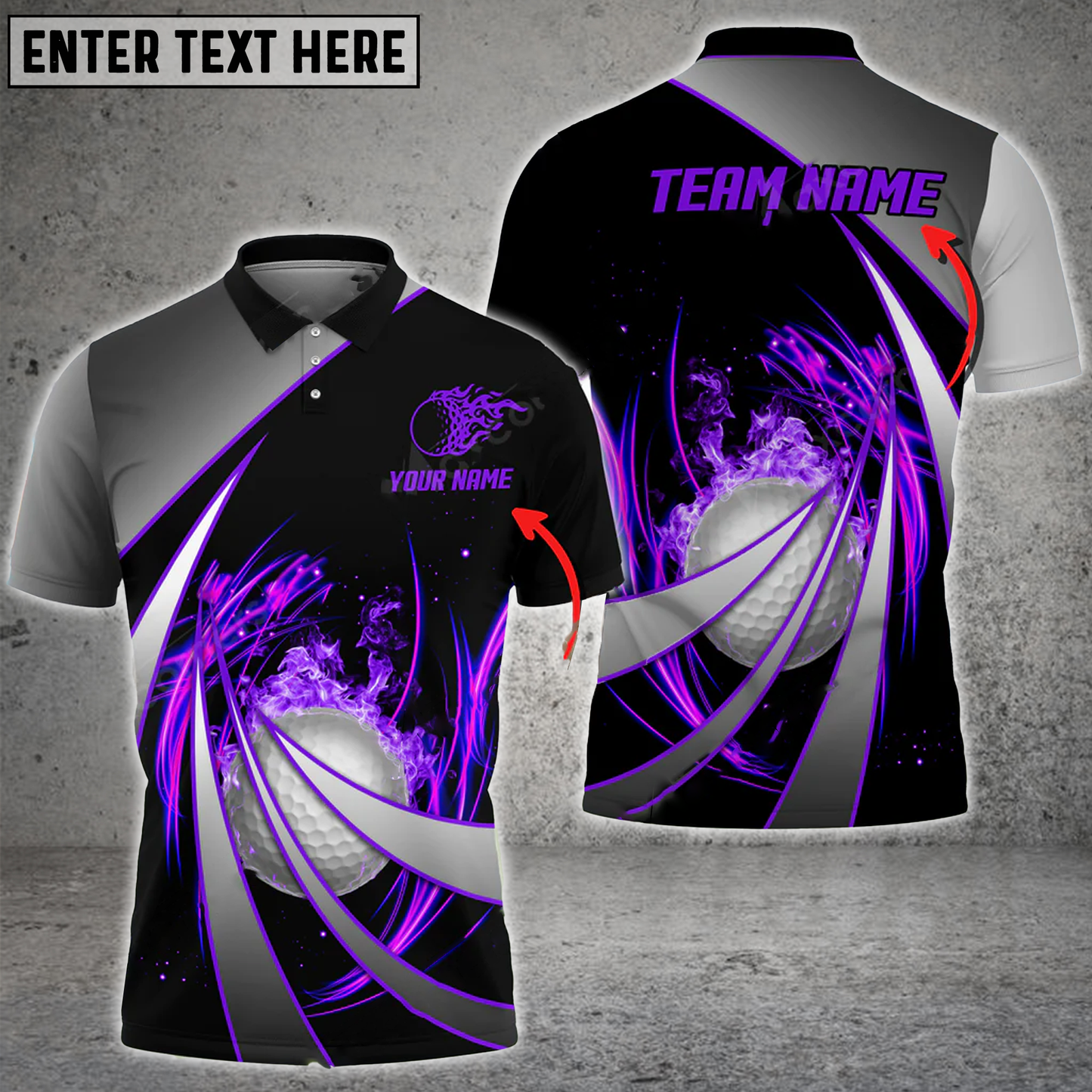 frenzideas Flame Golf Tornado Pattern Customized Name 3D Shirt (4 Colors)