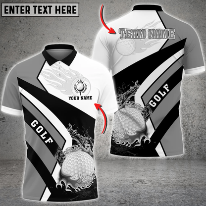 Frenzideas Golf Fire And Water Multicolor Customized Name 3D Shirt (4 Colors)