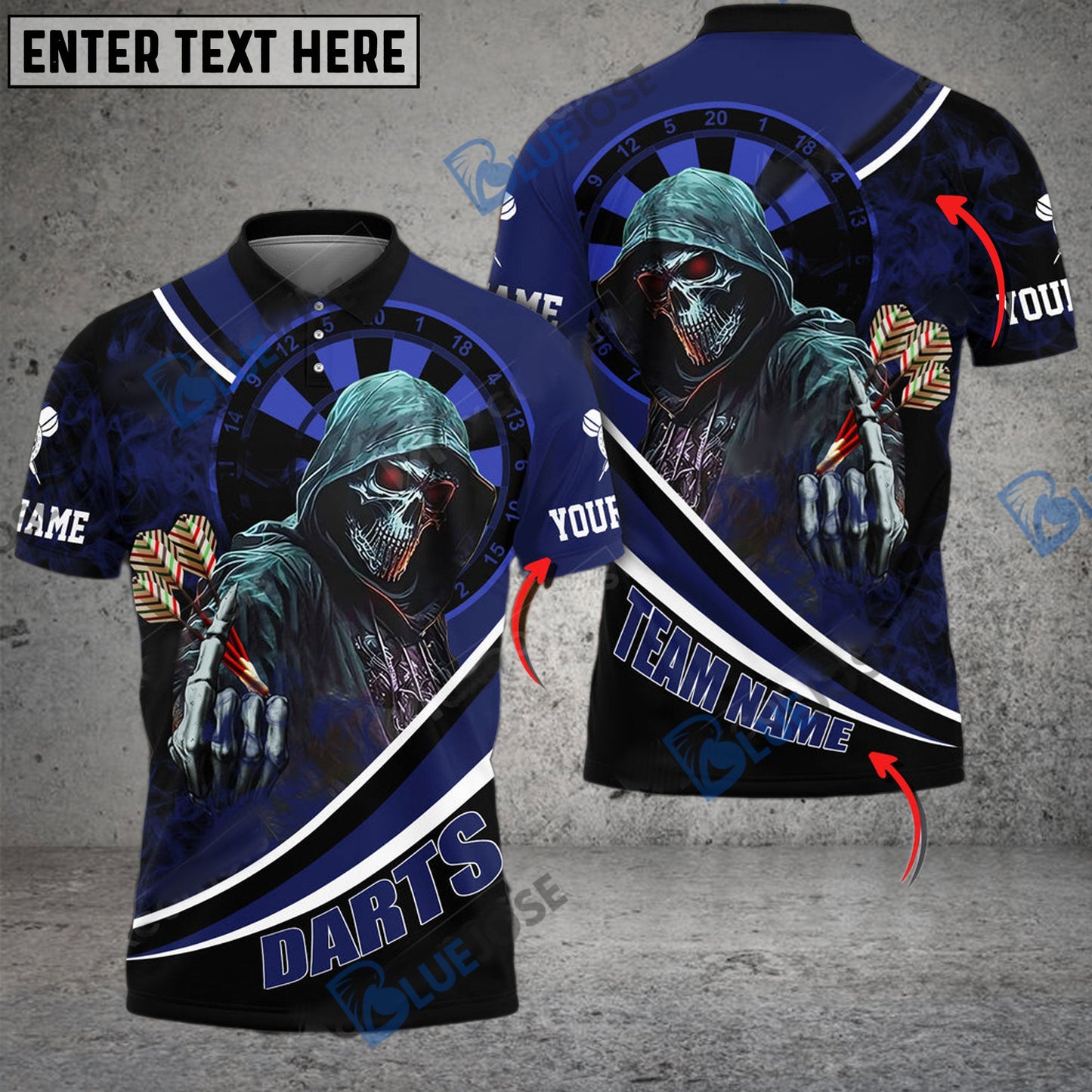 Frenzidea Darts Brotherhood Skull Personalized Name, Team Name 3D Shirt (4 Colors)