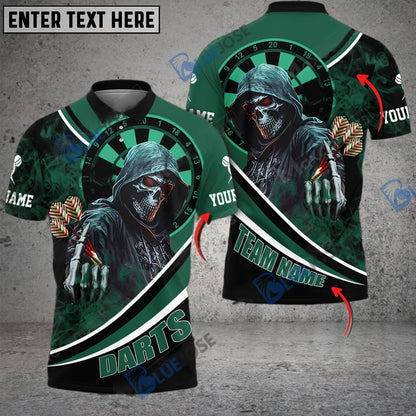 Frenzidea Darts Brotherhood Skull Personalized Name, Team Name 3D Shirt (4 Colors)