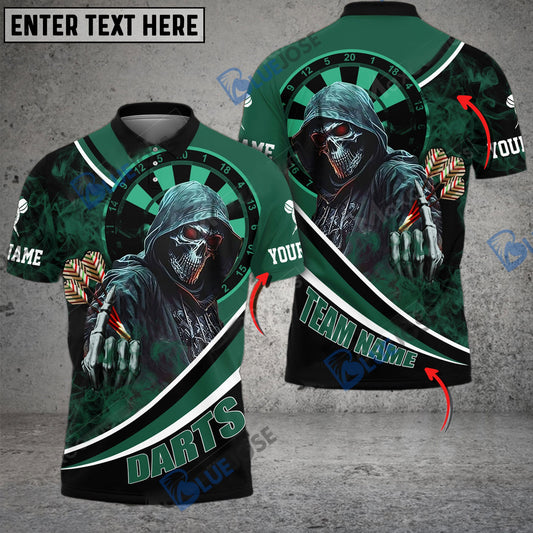 Frenzidea Darts Brotherhood Skull Personalized Name, Team Name 3D Shirt (4 Colors)