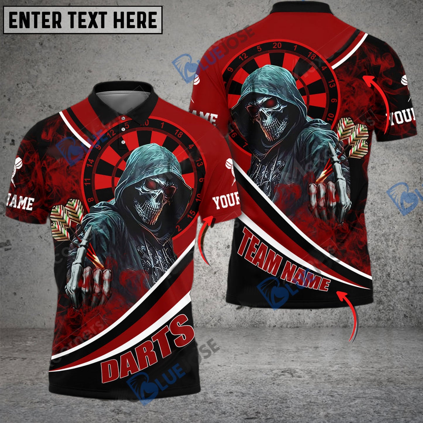 Frenzidea Darts Brotherhood Skull Personalized Name, Team Name 3D Shirt (4 Colors)