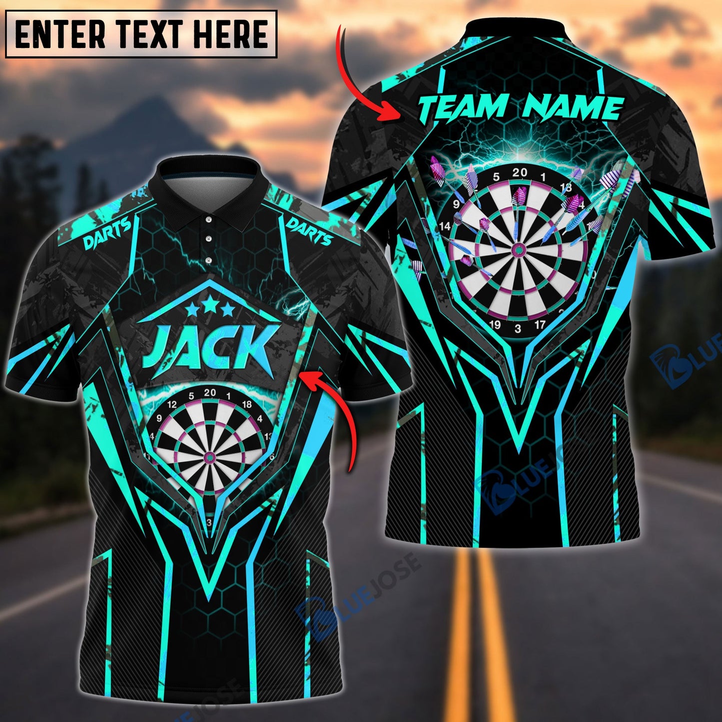 Frenzidea Darts Thunder Personalized Name, Team Name 3D Shirt (6 Colors)