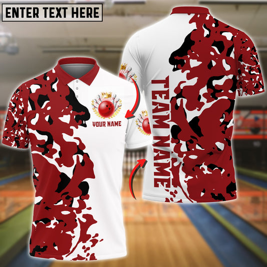 Frenzideas Bowling And Pins Red Camo Personalized Name Team Name 3D Shirt