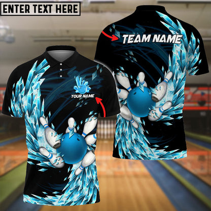 Frenzidea Bowling And Pins Ice Breath Pattern Customized Name 3D Shirt (4 Colors)