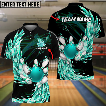 Frenzidea Bowling And Pins Ice Breath Pattern Customized Name 3D Shirt (4 Colors)