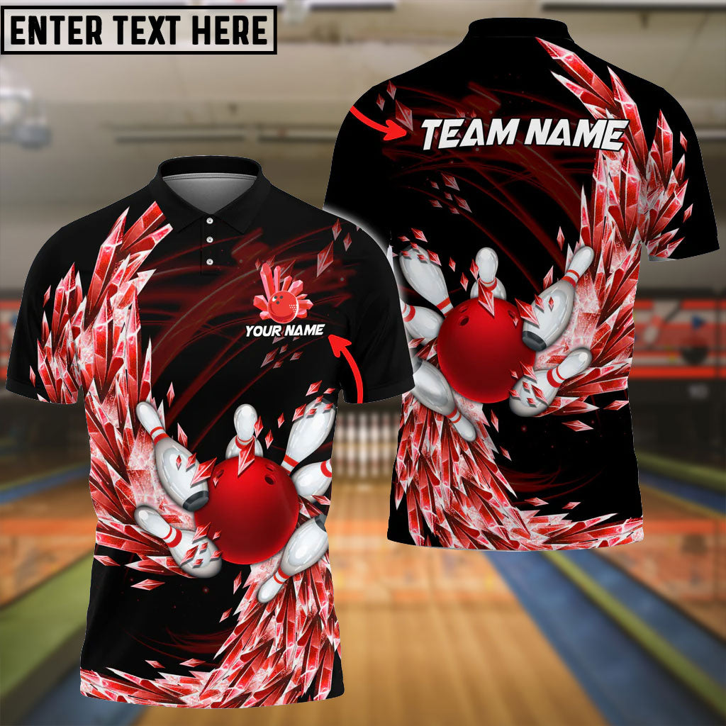Frenzidea Bowling And Pins Ice Breath Pattern Customized Name 3D Shirt (4 Colors)