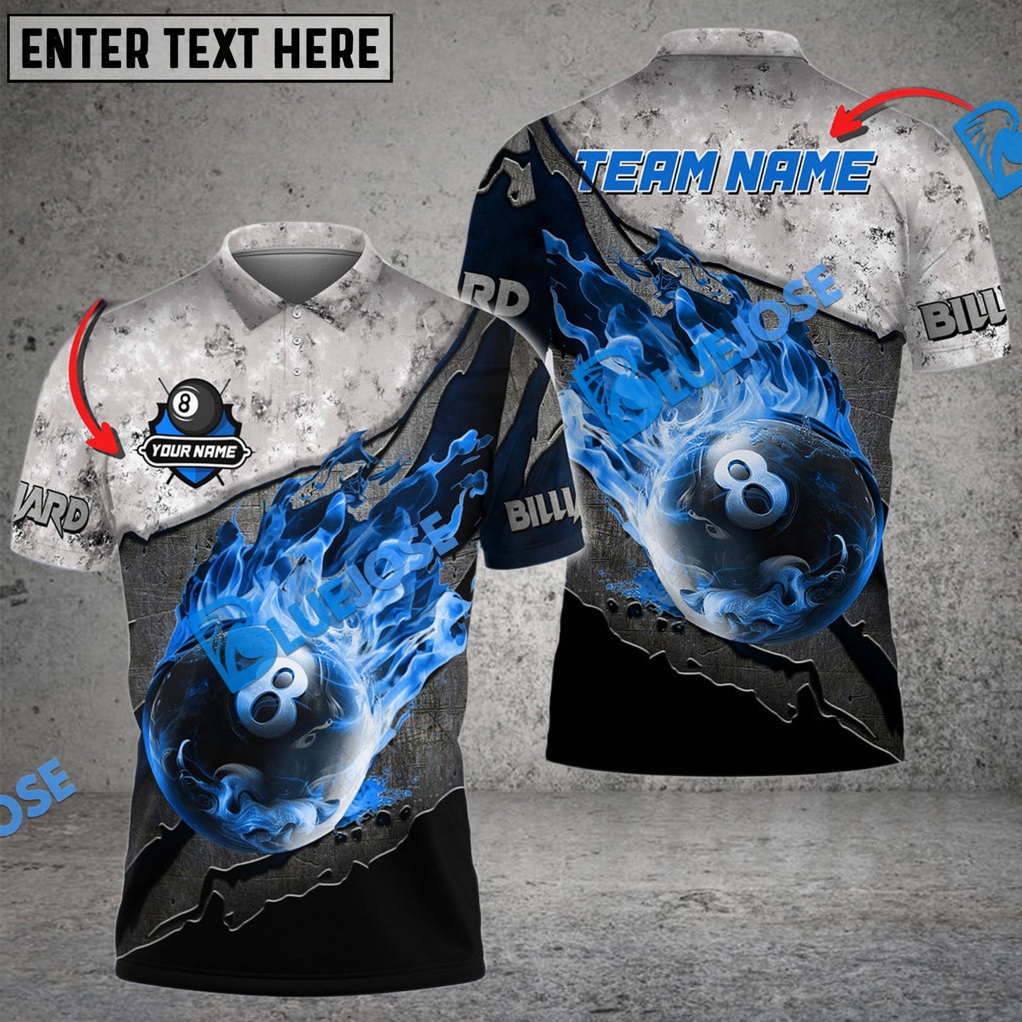 Frenzidea Billiards Ball 8 The Flame Of Victory Personalized Name, Team Name Unisex Shirt ( 4 Colors )