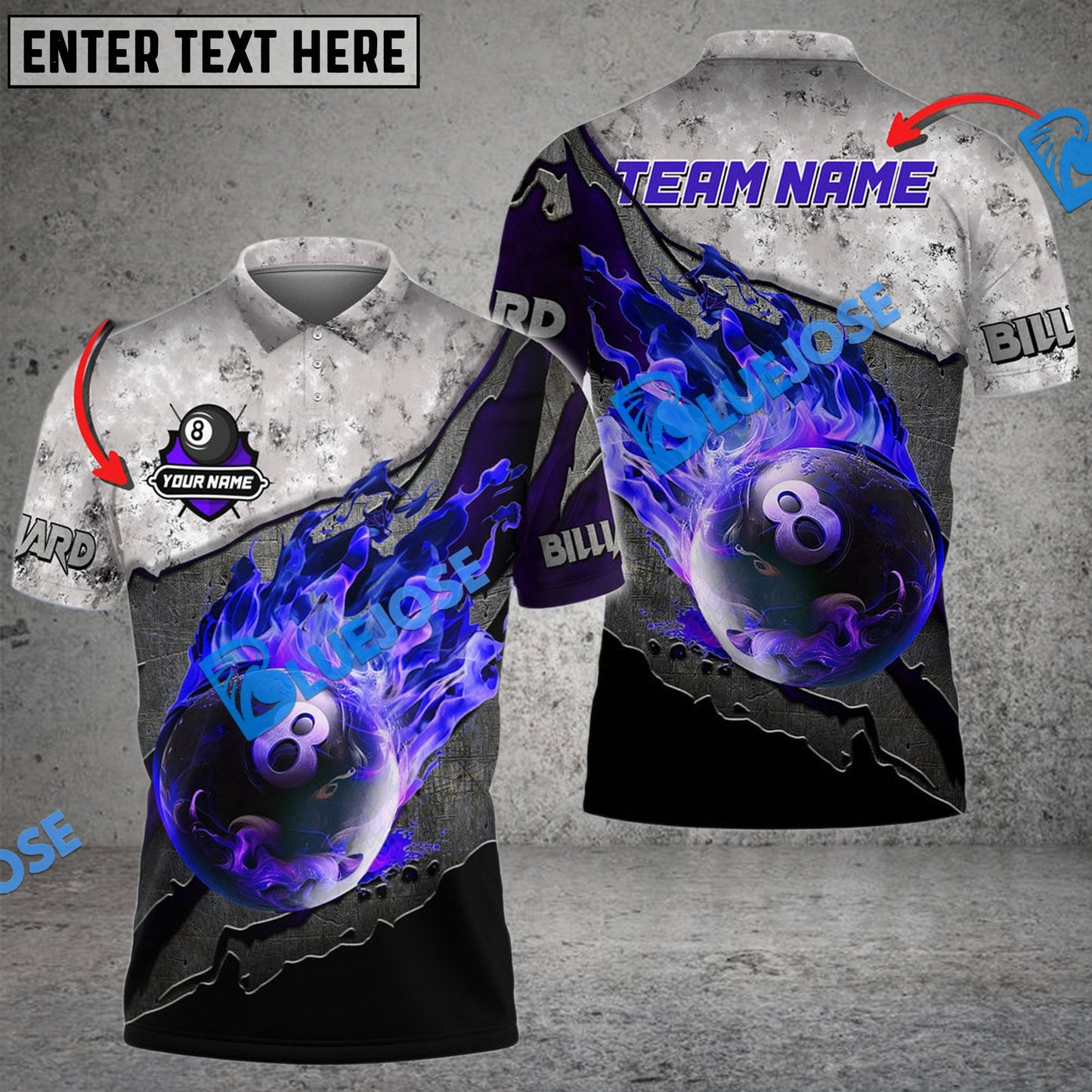 Frenzidea Billiards Ball 8 The Flame Of Victory Personalized Name, Team Name Unisex Shirt ( 4 Colors )