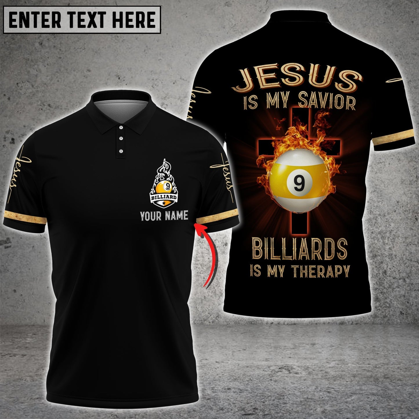 Frenzidea Billiard Jesus Billiards Ball 9 Personalized Unisex Shirt
