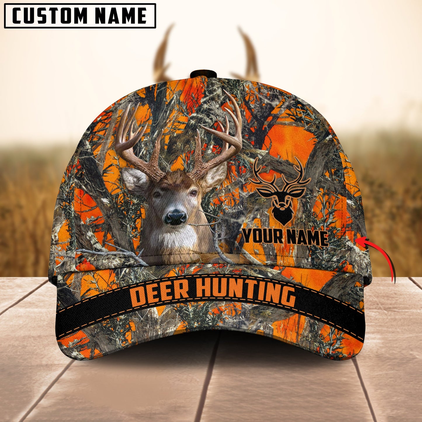 Frenzidea Deer Hunting Orange Camo Personalized Cap