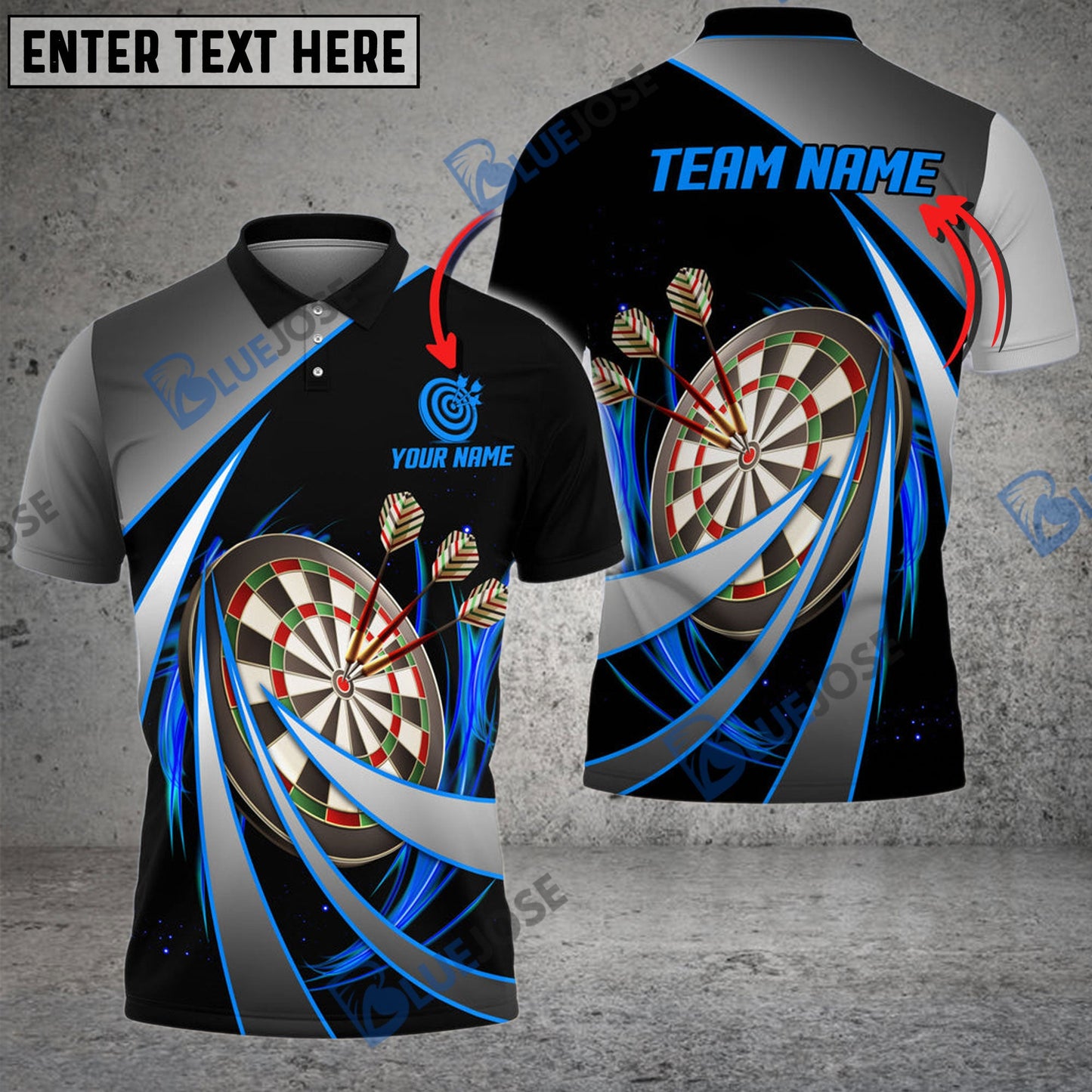 Frenzidea Darts Tornado Pattern Personalized Name, Team Name 3D Shirt (4 Colors)