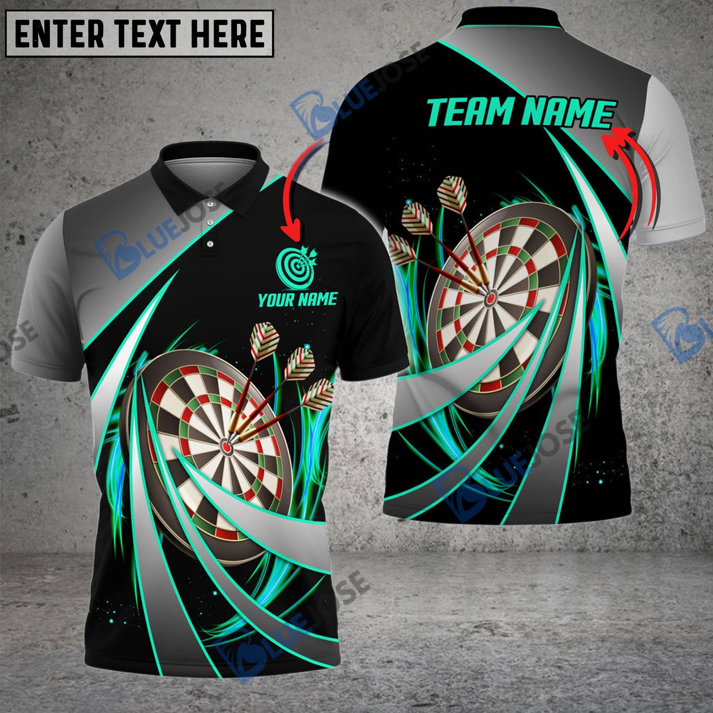 Frenzidea Darts Tornado Pattern Personalized Name, Team Name 3D Shirt (4 Colors)