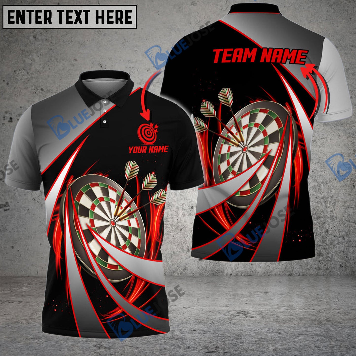 Frenzidea Darts Tornado Pattern Personalized Name, Team Name 3D Shirt (4 Colors)