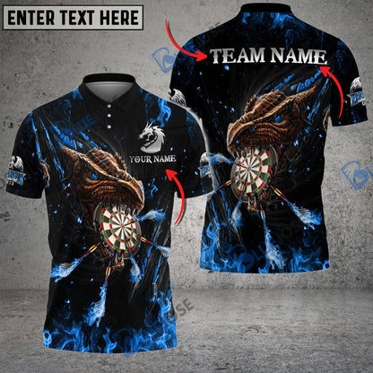 Frenzidea Darts Flaming Dragon Personalized Name, Team Name 3D Shirt (4 Colors)
