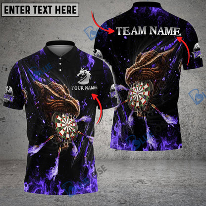 Frenzidea Darts Flaming Dragon Personalized Name, Team Name 3D Shirt (4 Colors)