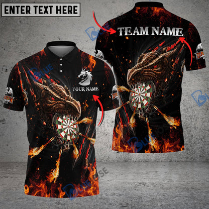 Frenzidea Darts Flaming Dragon Personalized Name, Team Name 3D Shirt (4 Colors)