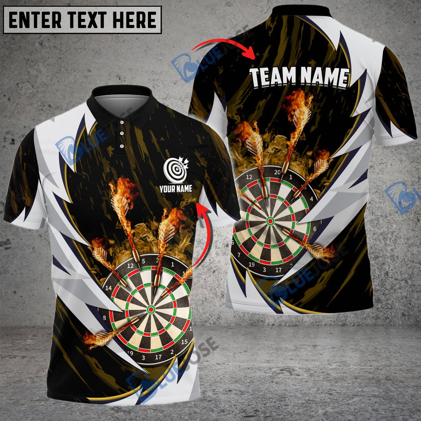 Frenzidea Fire Thunderstorm  Darts Personalized Name, Team Name 3D Shirt (6 Colors)