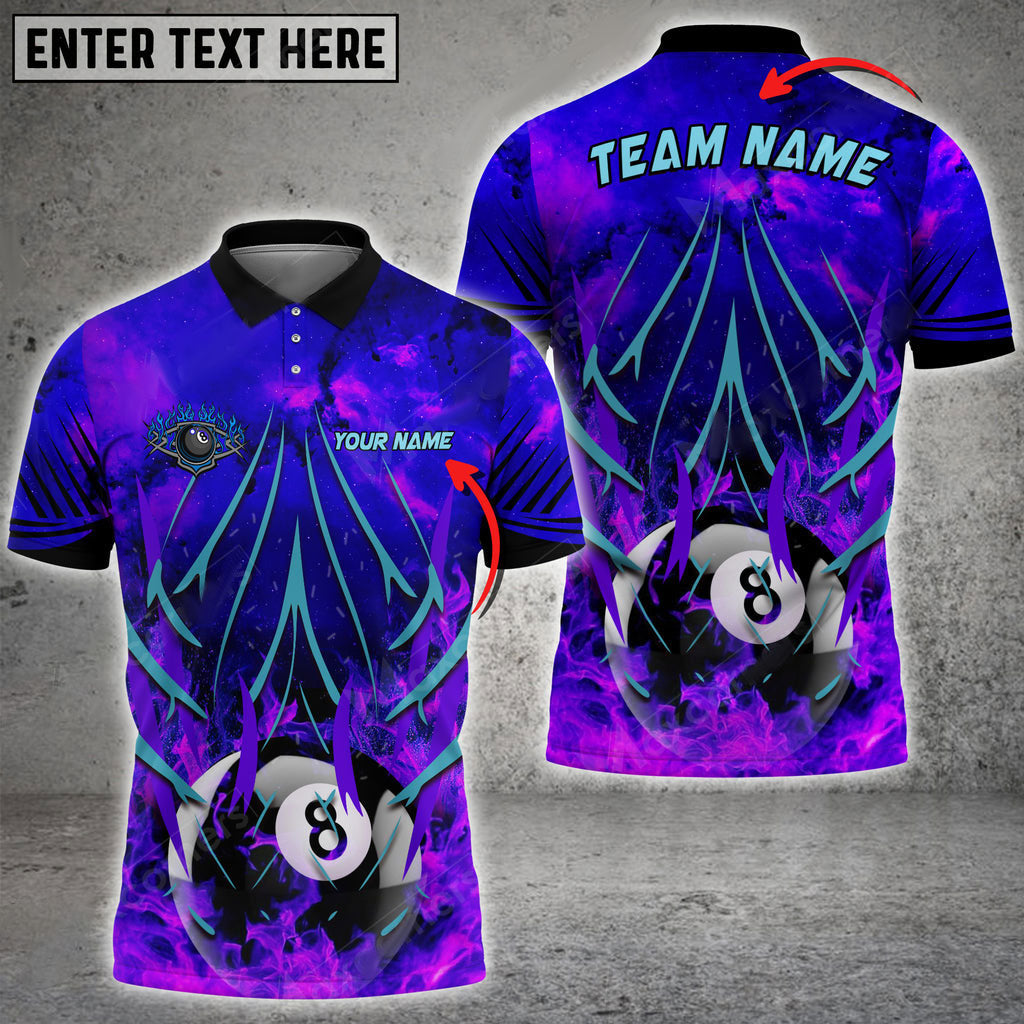 Frenzidea Billiards Ball 8 Flame Paint Color Style Personalized Name, Team Name Unisex Shirt ( 4 Colors )