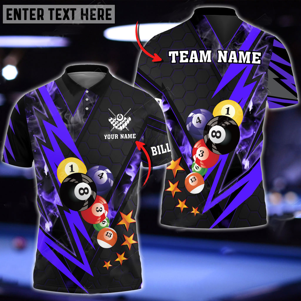 Frenzidea Billiards Thunder Pattern Premium Personalized Name, Team Name Unisex Shirt ( 4 Colors )