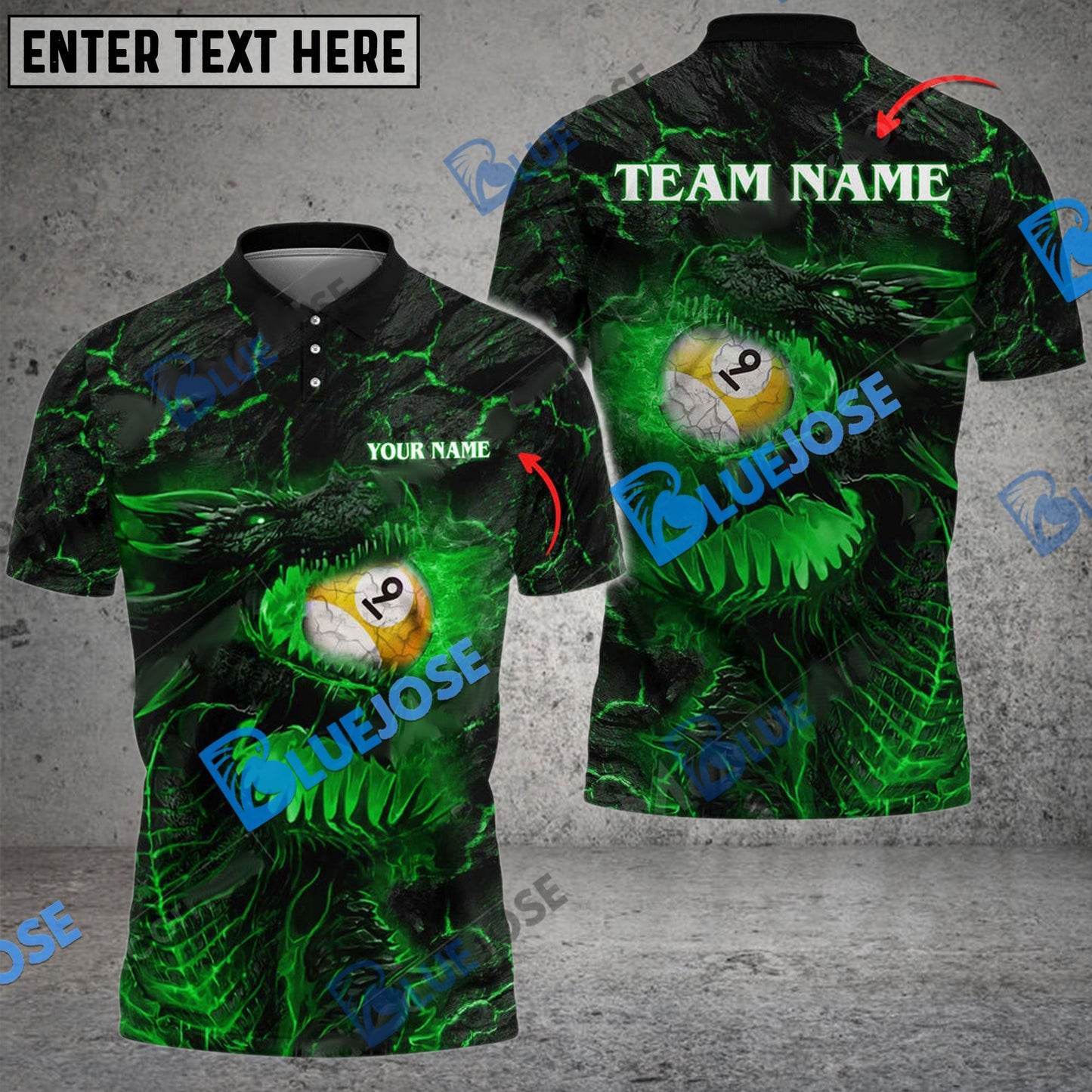 Frenzidea Billiards Ball 9 Firaga Dragon Personalized Name, Team Name Unisex Shirt ( 4 Colors )