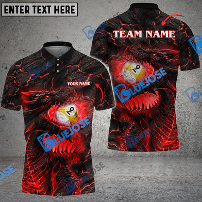 Frenzidea Billiards Ball 9 Firaga Dragon Personalized Name, Team Name Unisex Shirt ( 4 Colors )
