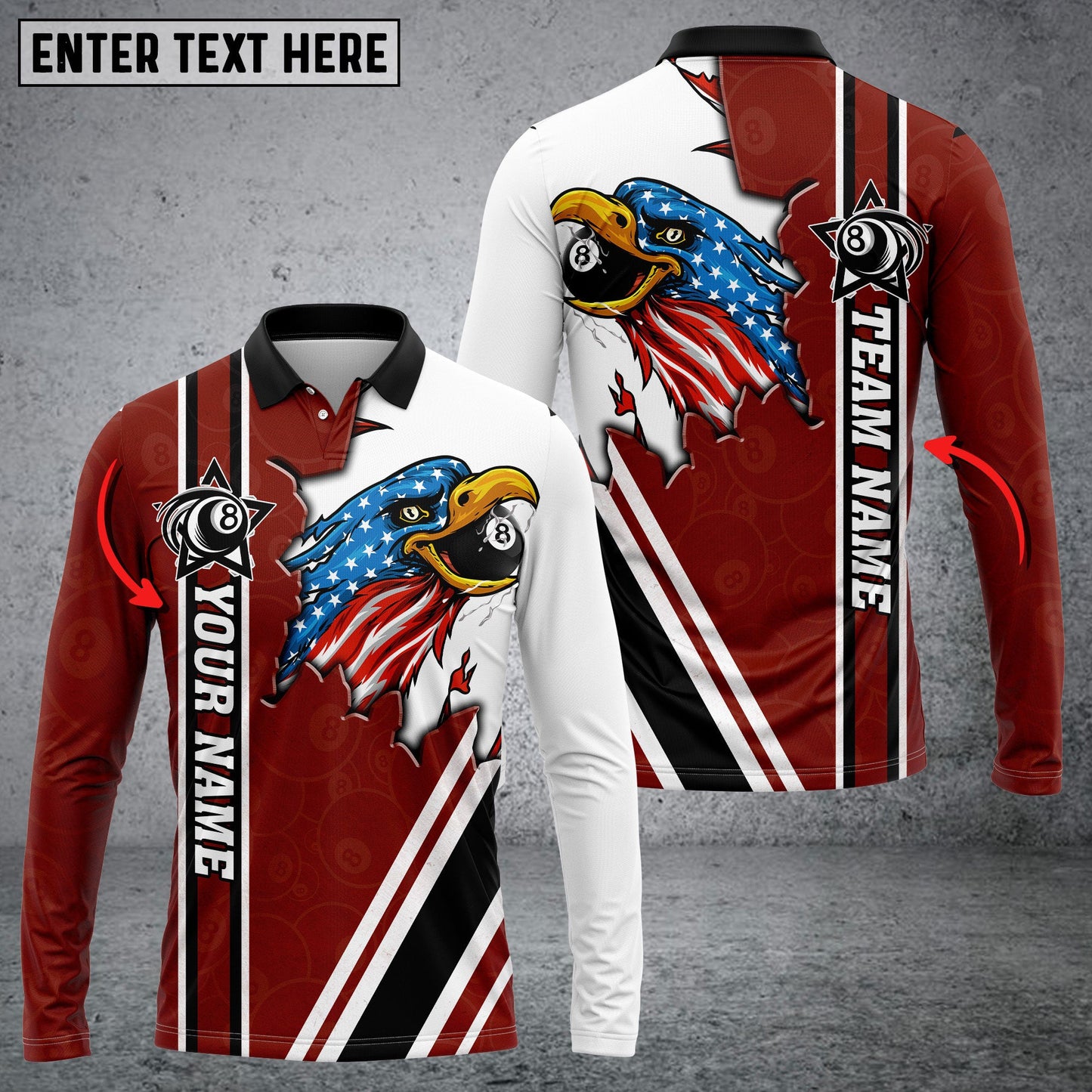 Frenzidea Billiards Eagle With 8 Ball Personalized 3D Shirt
